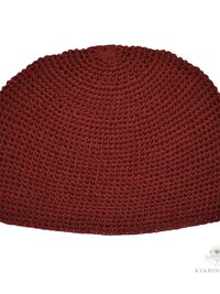 Maroon Kufi Skull Cap, Crocheted Beanie Hat, Ethically sourced