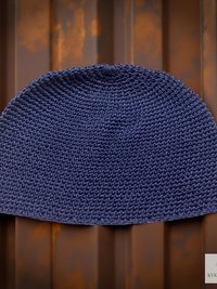 Navy Kufi Skull Cap - Crocheted Beanie Hat, Ethically sourced
