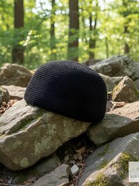 Black Kufi Skull Cap, Crocheted Beanie Hat, Ethically sourced