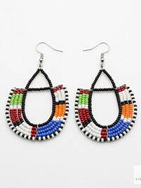 Maasai Beaded Dangle Earrings, Colorful Geometric African Drops, Stainless Steel Hook Jewelry