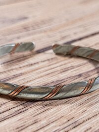 Handcrafted Silver & Copper Woven Bracelet: Kenyan Artisan Jewelry