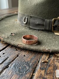 4.7 mm Copper Ring, Rustic Hammered Band, Unique Boho Style Jewelry