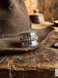 Sterling Silver Wide Band Ring, Boho Dot Detail, Handmade
