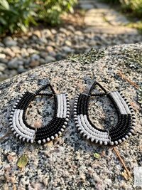Maasai Beaded Dangle Earrings, Colorful Geometric African Drops, Stainless Steel Hook Jewelry