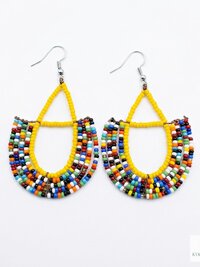 Maasai Beaded Dangle Earrings, Colorful Geometric African Drops, Stainless Steel Hook Jewelry