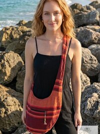 Striped Crossbody Bag - Summer Boho Sling Bag