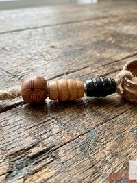 Handmade Etched Copper Bell Jute Cord Artisan Boho Wall Hanging