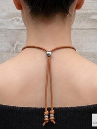 Boho Leather & Silver Bead Necklace - Adjustable Minimalist Style