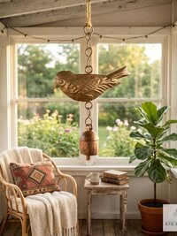 Handmade Bird Windchime - Artisan Metal Patio Ornament Outdoor Garden Decor