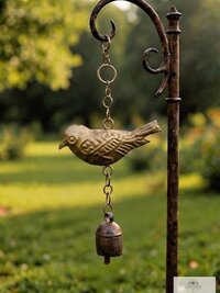 Handmade Bird Windchime - Artisan Metal Patio Ornament Outdoor Garden Decor