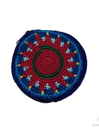 Round Crochet Coin Purse from Guatemala, Colorful Artisan Zipper Pouch