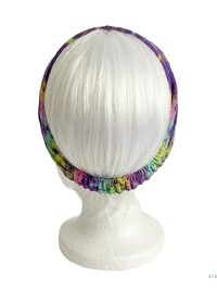 Purple Tie Dye Cotton Headband, Wide Boho Yoga Headwrap for Women, Bohemian Workout Hairband