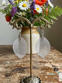 Handcrafted Silver Leaf Earrings - Sterling Silver Wire Botanical Jewelry
