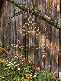 Peaceful: Handmade Flower Garden Wind Chime with Rustic Bells