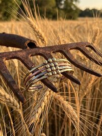 Hammered Mixed Metal Beaded Cuff Bracelet: Handcrafted Boho Jewelry