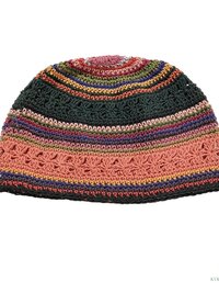 Striped Kufi Skull Cap, Crocheted Beanie Hat, Ethically sourced