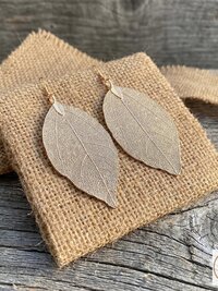 Handcrafted Gold Leaf Earrings, Elegant Botanical Dangles, Delicate Nature Jewelry Drops