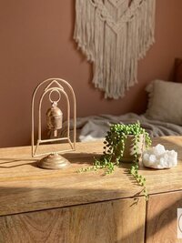 Zen Bell on Stand Peaceful Chime - Handcrafted Artisan Boho Metal Decor, 6 Inch