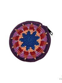 Round Crochet Coin Purse from Guatemala, Colorful Artisan Zipper Pouch