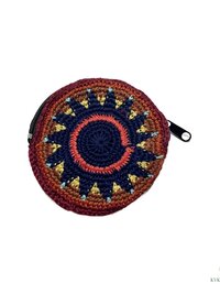 Round Crochet Coin Purse from Guatemala, Colorful Artisan Zipper Pouch