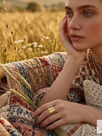Artisan Hammered Wide Band Brass Ring, Handmade Open Cuff Statement Ring