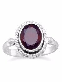 Faceted Garnet Ring with Rope Edge