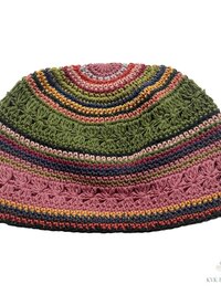Striped Kufi Skull Cap, Crocheted Beanie Hat, Ethically sourced