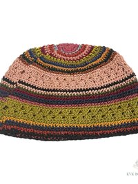 Striped Kufi Skull Cap, Crocheted Beanie Hat, Ethically sourced