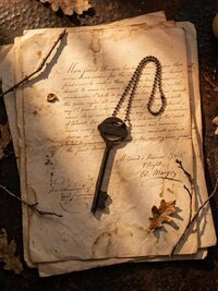 Antique Skeleton Key Necklace YARDLEY, Iron Trunk Pendant, Brass Ball Jewelry