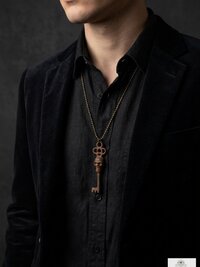 Gothic Skull Key Necklace, Cast Iron Boho Pendant Jewelry