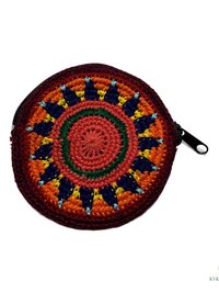 Round Crochet Coin Purse from Guatemala, Colorful Artisan Zipper Pouch
