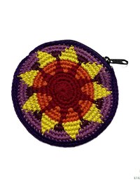 Round Crochet Coin Purse from Guatemala, Colorful Artisan Zipper Pouch