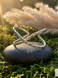 Hammered Silver Criss Cross Cuff Bracelet: Boho X Design