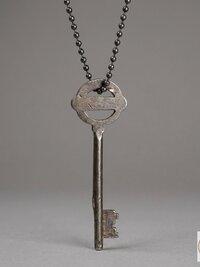 Antique Skeleton Key Necklace YARDLEY, Iron Trunk Pendant, Brass Ball Jewelry