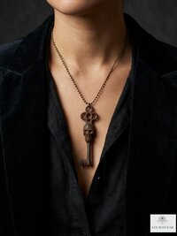 Gothic Skull Key Necklace, Cast Iron Boho Pendant Jewelry