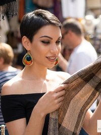 Peacock Feather Print Teardrop Earrings, Bohemian Gold Plated Dangles, Colorful Artisan Jewelry Drops