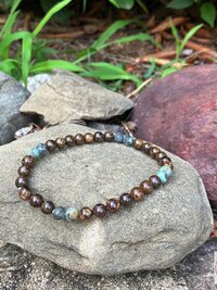 Men's Jasper and Turquoise Stretch Bracelet