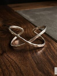 Hammered Silver Criss Cross Cuff Bracelet: Boho X Design