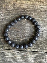 Mens Black Lava Stone Bead Bracelet