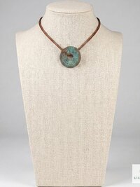 Antique Chinese Coin Choker, Brown Suede Boho Pendant Necklace
