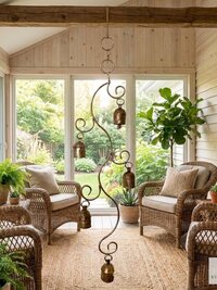 Handmade Swirl Wind Chime - Long Cascading Garden Bells