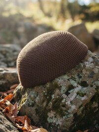 Brown Kufi Skull Cap, Crocheted Beanie Hat, Ethically sourced
