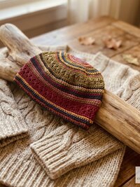 Striped Kufi Skull Cap, Crocheted Beanie Hat, Ethically sourced
