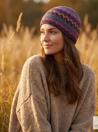 Multi Color Zig Zag Kufi Skull Cap, Crocheted Beanie Hat, Ethically sourced
