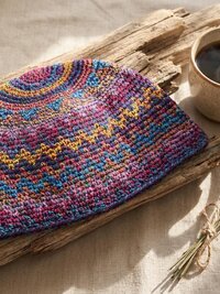 Multi Color Zig Zag Kufi Skull Cap, Crocheted Beanie Hat, Ethically sourced