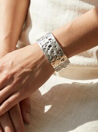 Hammered Silver Cuff Bracelet: Boho Bohemian Jewelry