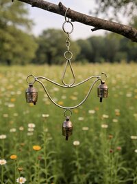 Handmade Lotus Flower Windchime - Artisan Zen Metal Yard Art