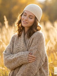 Cream Kufi Skull Cap, Crocheted Beanie Hat, Ethically sourced
