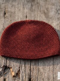 Maroon Kufi Skull Cap, Crocheted Beanie Hat, Ethically sourced
