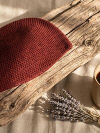 Maroon Kufi Skull Cap, Crocheted Beanie Hat, Ethically sourced
